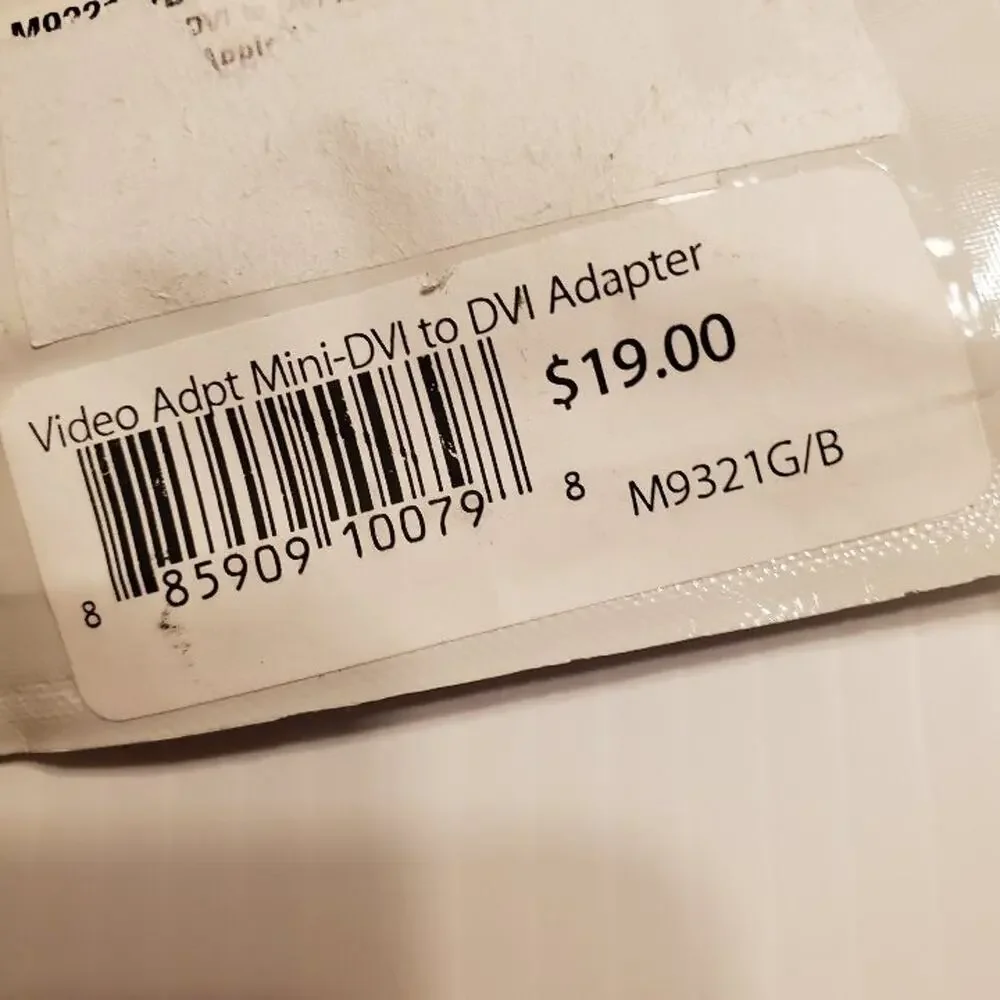 Apple Mini-DVI to DVI Adapter M9321G/B New Sealed  UPC 885909100798